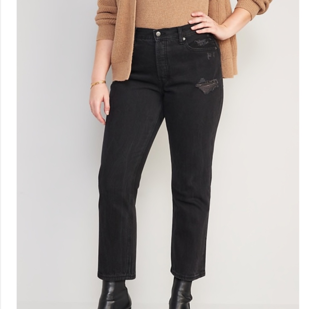 NWT Old Navy Black Straight Leg Jeans Size 10